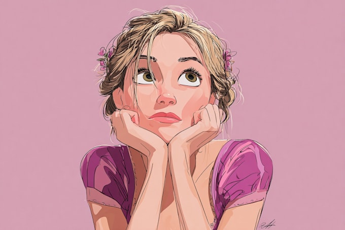 do cute disney cartoon portrait