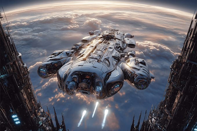 draw a sci fi and spaceship design