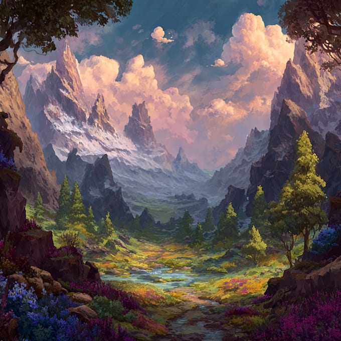 create stunning fantasy landscape, background illustration