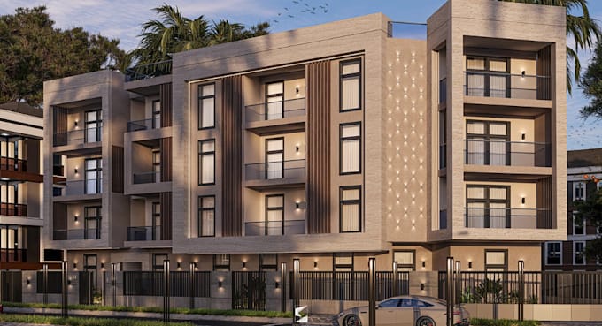 Image showcasing Remodel rent apartments building, villa sketchup 3d model,cgi exterior ...