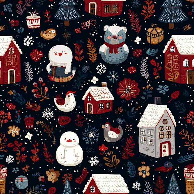 create cute christmas pattern and illustration