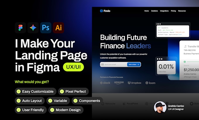 high converting saas landing page in figma