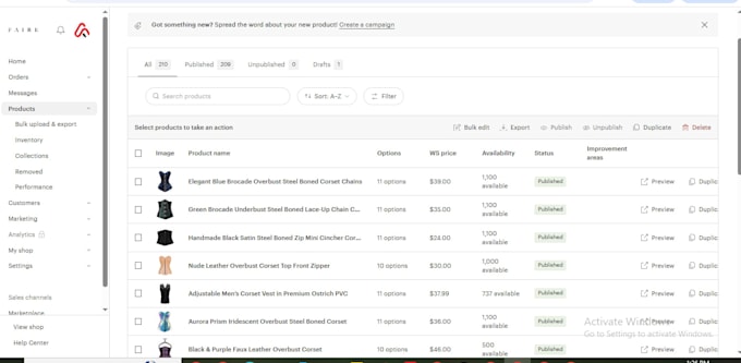 set up your faire wholesale store and upload products