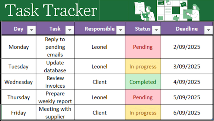 create and organize an administrative task tracker