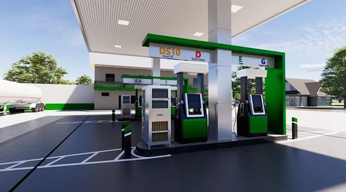 Invent 3d exterior ev charging station,gas station,user amenities ...