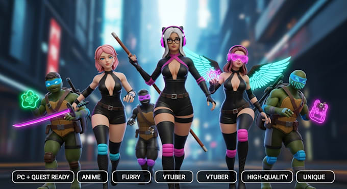design furry, anime, and vtuber vrchat avatars