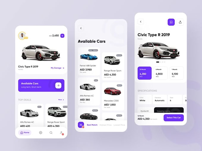 develop luxury car rental app, ridesharing app, carpooling app, ride hailing