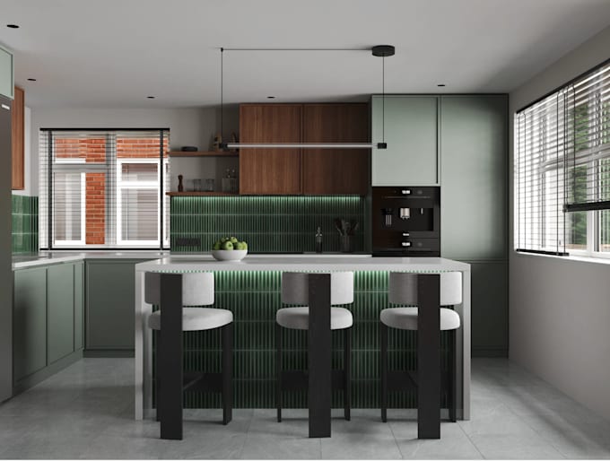 redesign house interior,kitchen model,dining countertop,3d tv wall space render
