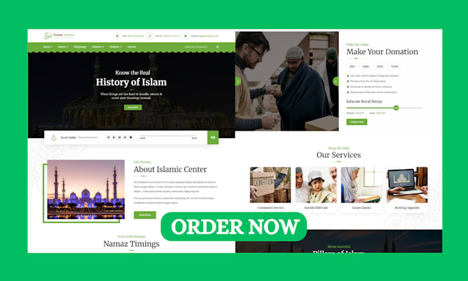 design islamic quran teaching mosque charity quran tutor website