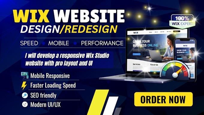 develop a responsive wix studio website with pro layout and UI