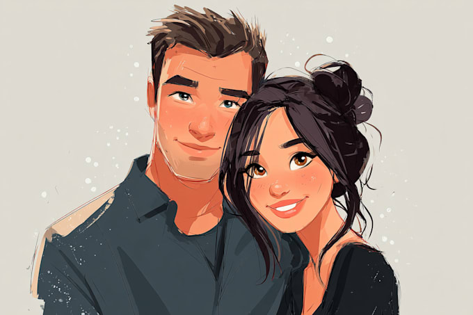 draw cartoon disney couple portrait