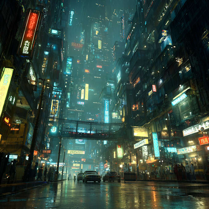 create detailed futuristic cityscape art