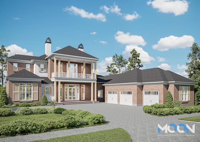 Design 3d rendering architectural exterior visualization of house and ...