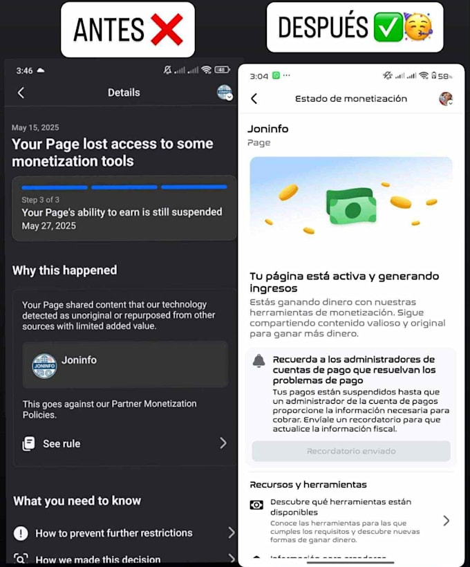 fix facebook page monetization connected entity issu