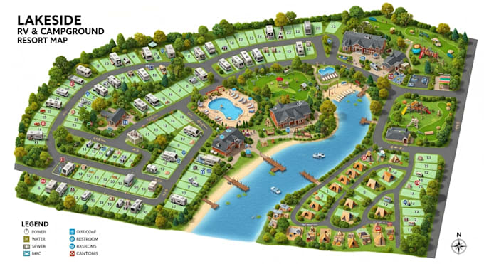 Do 2d and 3d render campground, rv park, property map, resort map by ...