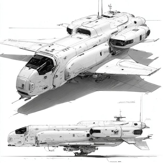 draw epic spaceships and space battle scenes for your project