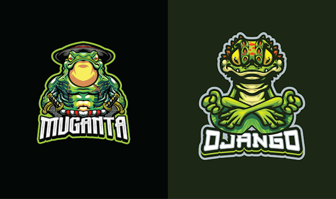 make unique ninja frog mascot gaming logo illustration
