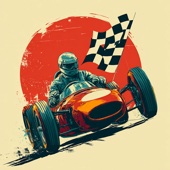 create racing illustration for t shirt design