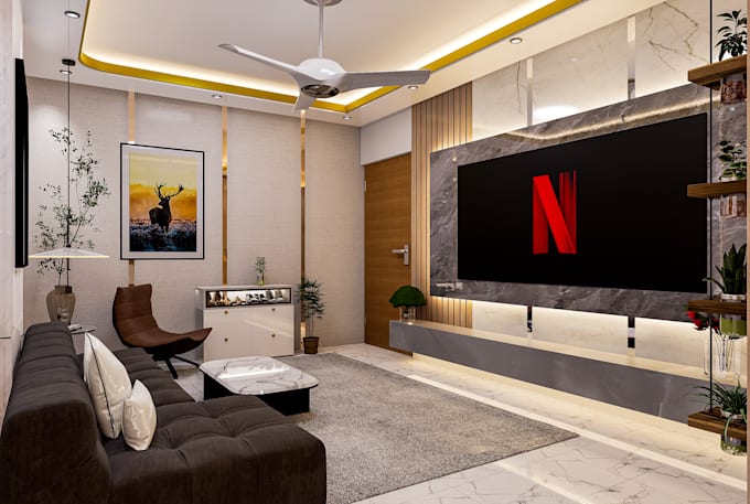 create modern interior 3d design with realistic photoreal renders