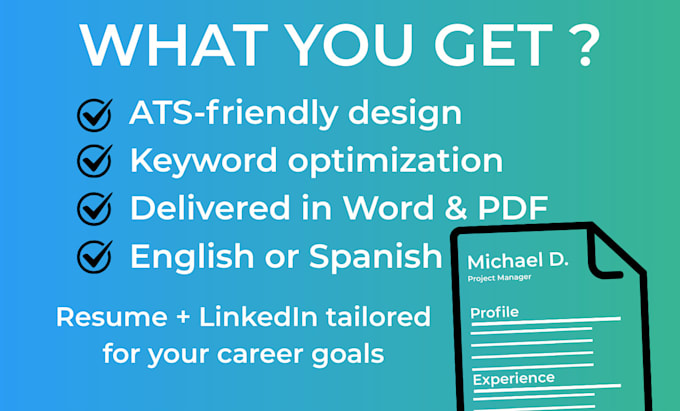 Create your ats optimized resume and linkedin profile by Dgzzm92 | Fiverr