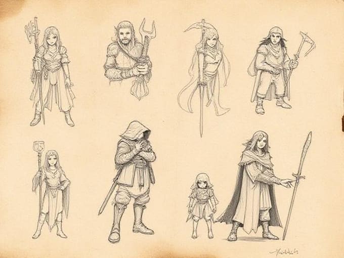 do fantasy character sketch for you