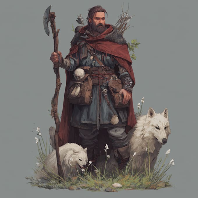 draw a fantasy character for dnd, pathfinder