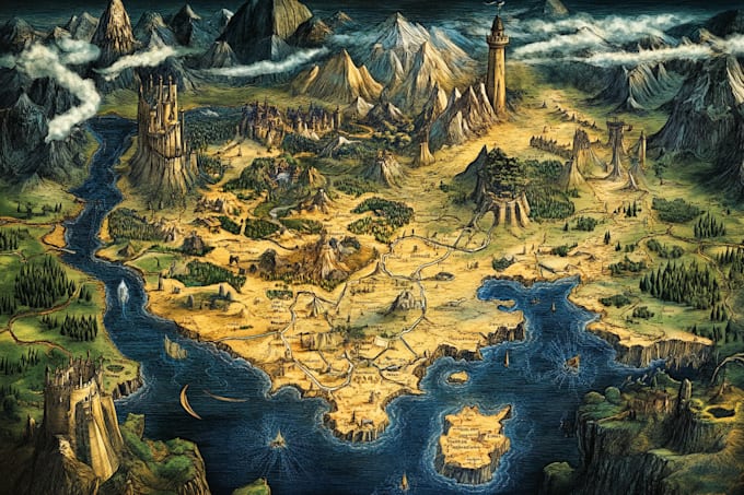 fantasy map illustration dnd world map fantasy map