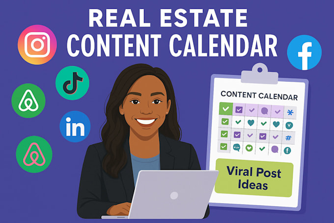 Create a real estate social media content calendar with viral ideas by ...