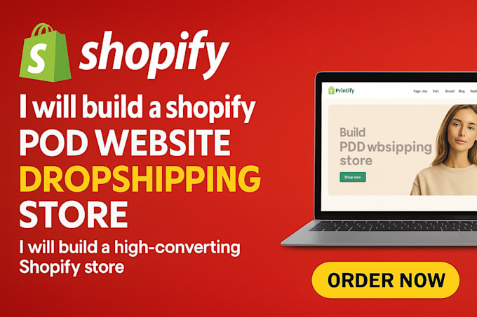 design shopify pod website dropshipping store and print on demand shopify store