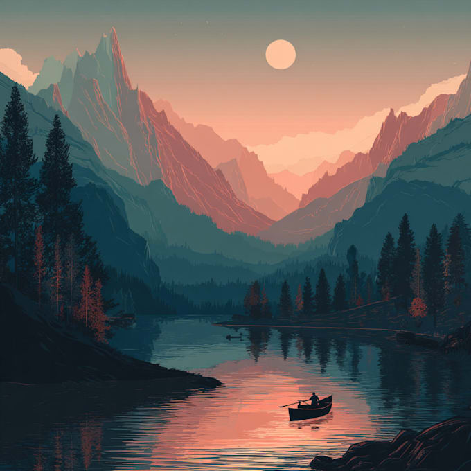 draw a flat vector landscape illustration