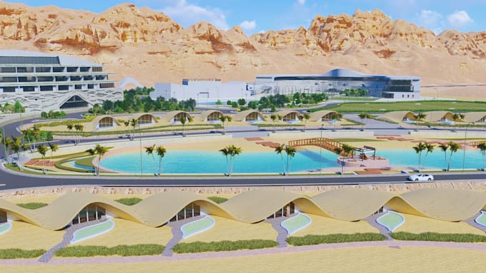 create a 3d resort design, 3d masterplan design, 3d landscape design, 3d render