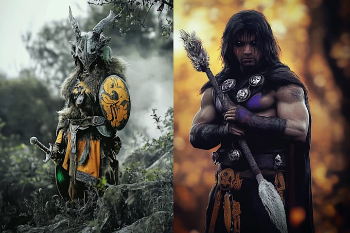 draw a fantasy character for dnd, pathfinder, etc