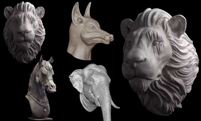 sculpt realistic 3d head, 2d to 3d character 3d bust, pet skull printable model