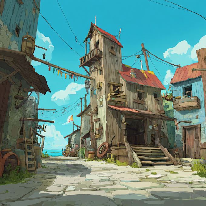 illustrate environments, landscapes, board game, concept art