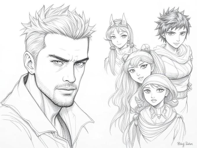 create pencil sketch portrait and illustrations