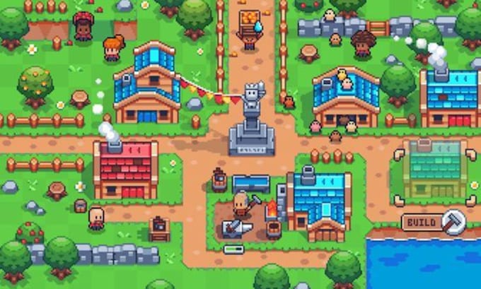 do top down pixel art tileset rpg game environment tile map pixel background