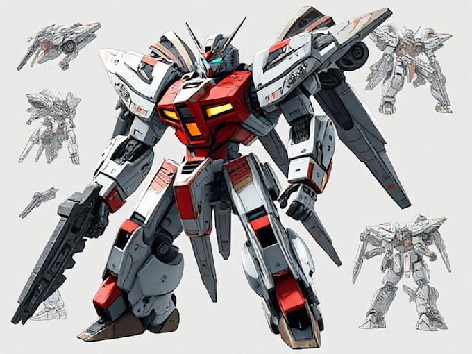 draw high quality robot, mecha concepts