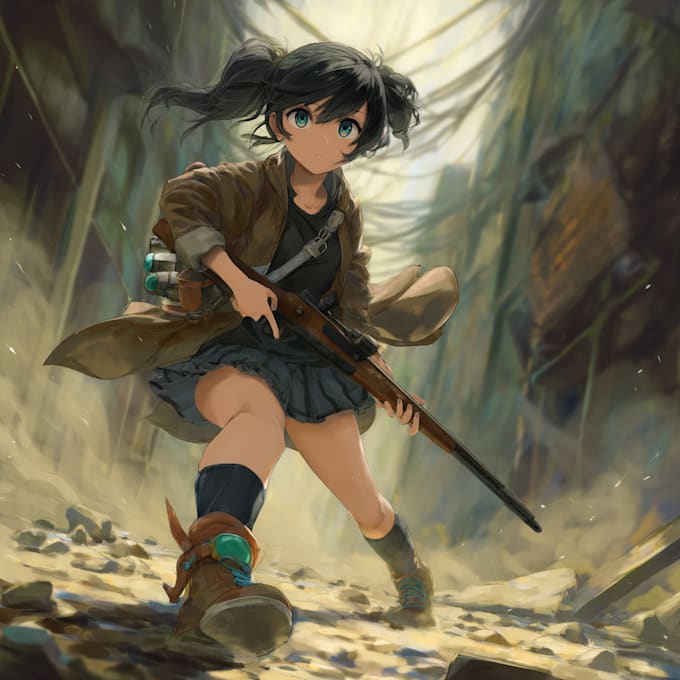 draw anime character model sheet for games, and comics