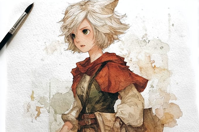 design a digital watercolor character