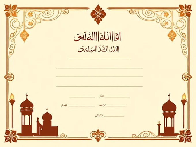 design custom islamic wedding invitation, nikah certificates