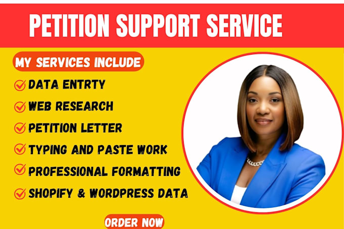 do perfect petitions, VA tasks, data entry, and document support