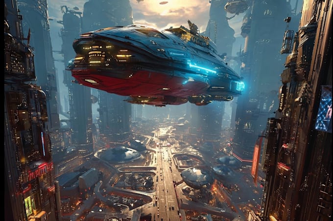 make a spaceship, sci fi illustration and sci fi art