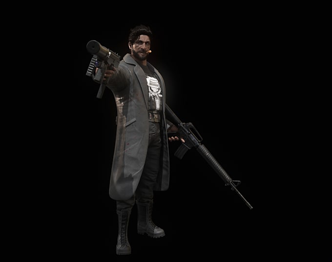 model 3d game character, unreal engine 4, ue5, npc character, 3d rig animation