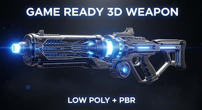 create 3d weapon model for games low poly game ready with pbr textures
