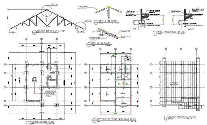 design timber, wooden structure, framing and truss plan