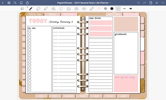 create unique digital planners, linked journals, and SEO items for etsy