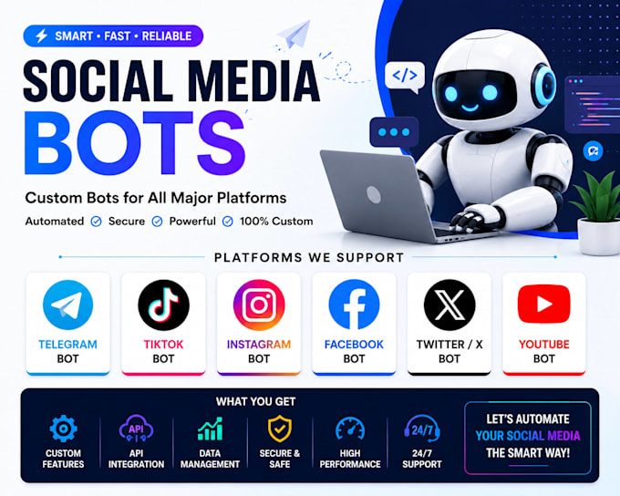 create telegram bot, tiktok bot, instagram bot facebook bot, amazon bot