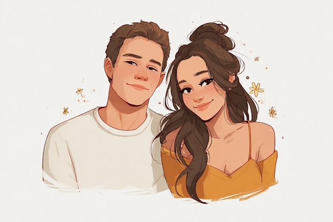 draw cartoon disney couple portrait