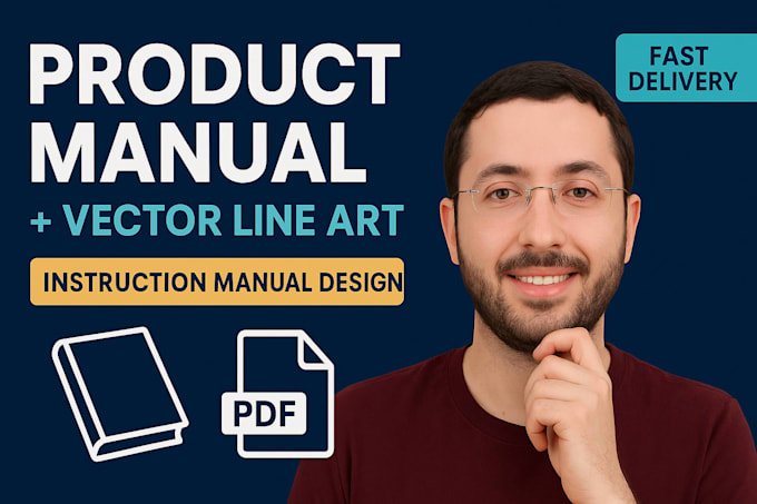 design product manual,instruction booklet,PDF design,vector lineart illustration