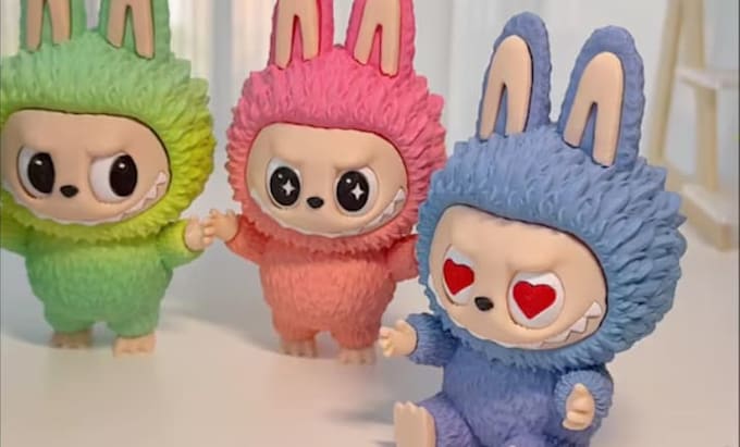 create a custom 3d labubu style character or toy design